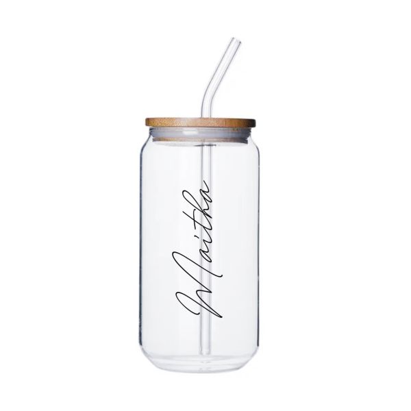 Custom Glass Mug with Straw | Boxed