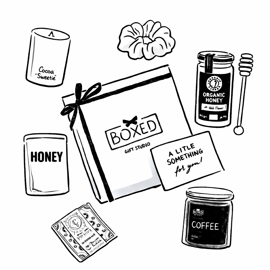 Thoughtful gift assortment in black and white gifts